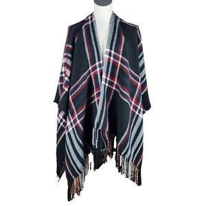 Jeongsook Womens Glen Plaid Wrap with Fringe One Size